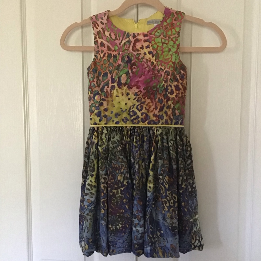 Alivia Simone silk leopard print multicolored dress Sz 8